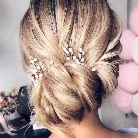 Flower Bridal Hair Pins | Crystal Wedding Hair Accessories - Picture 6 of 7
